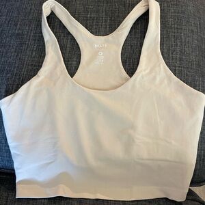 MATE the Label White Cropped Stretchy RacerTank Top